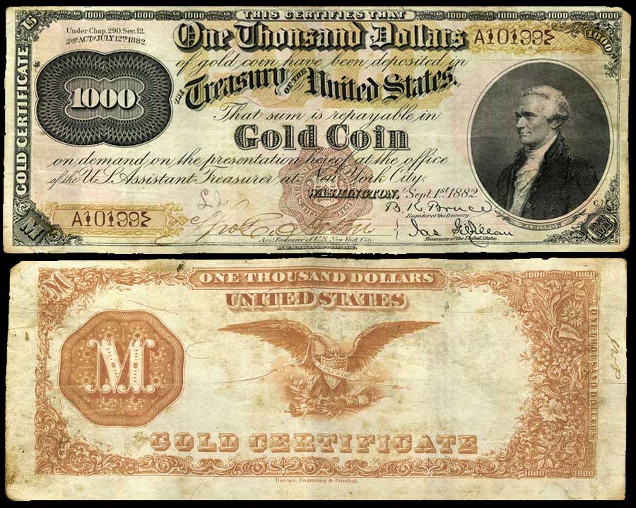 Billete de 1000 dolares de 1882
