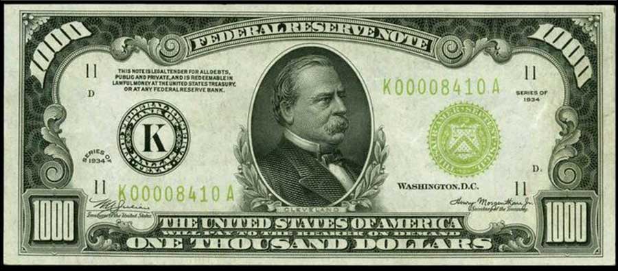Billete de 1000 dolares de 1934