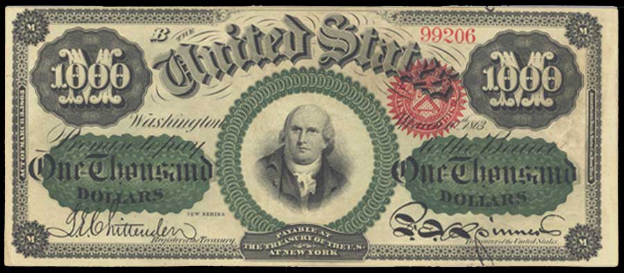 Billete de 1000 dolares de 1863