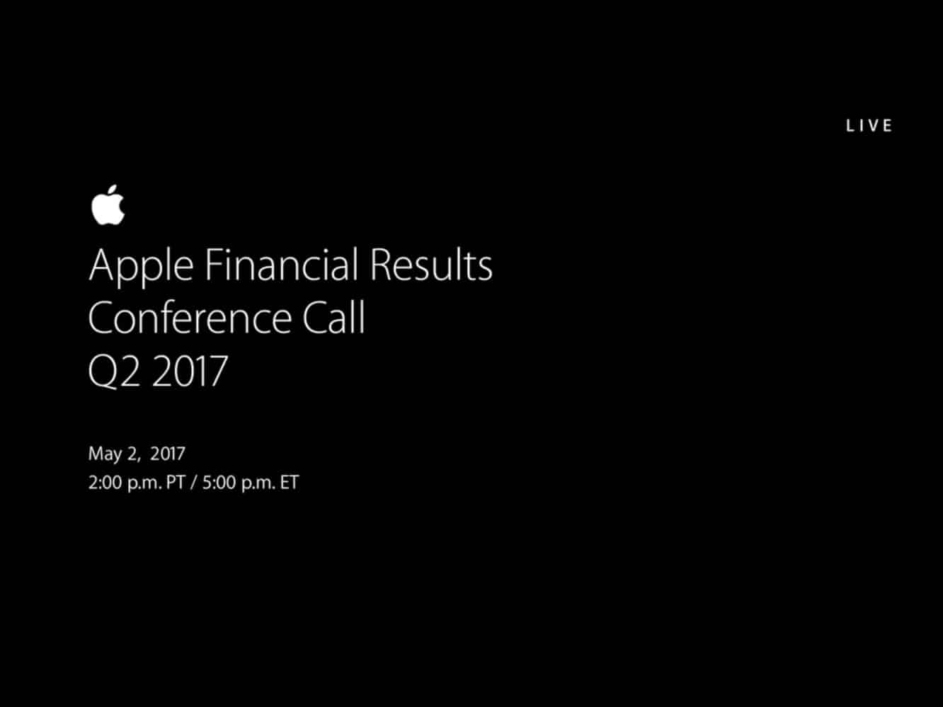 Notes de l'appel aux résultats d'Apple pour le deuxième trimestre 2017