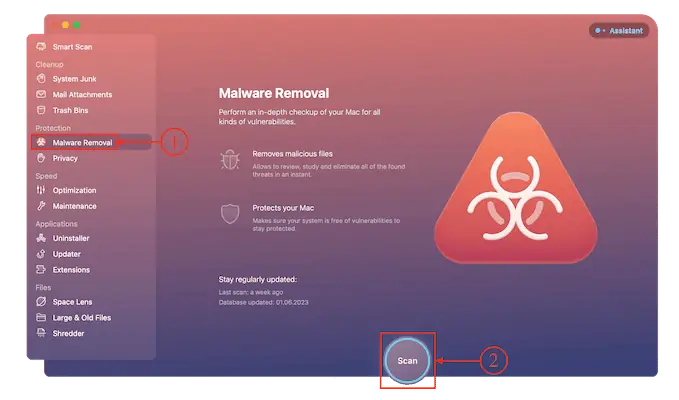 Penghapusan malware di CleanMyMac X