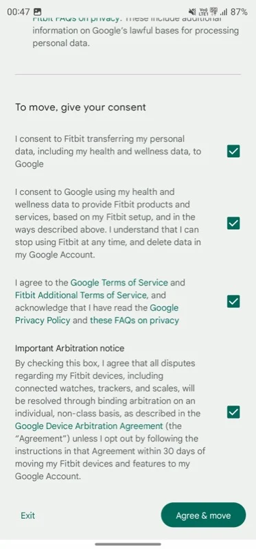 transfer fitbit to google