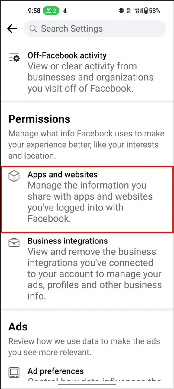 facebook apps and websites