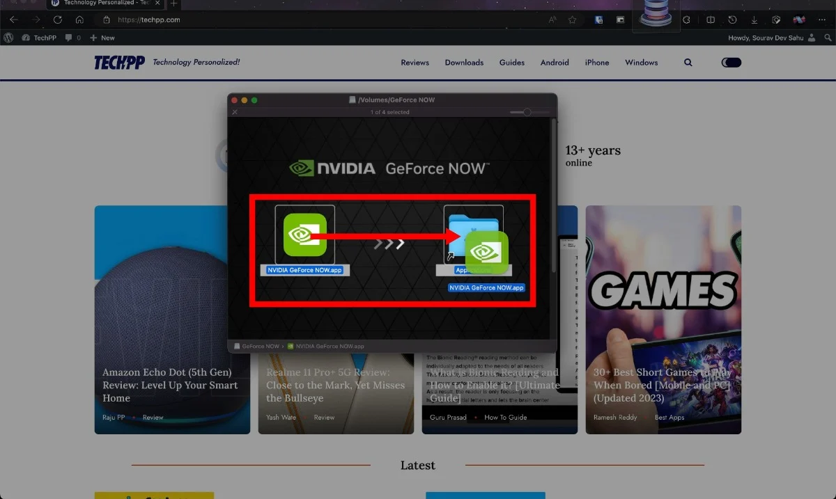 drag geforce now into applications folder