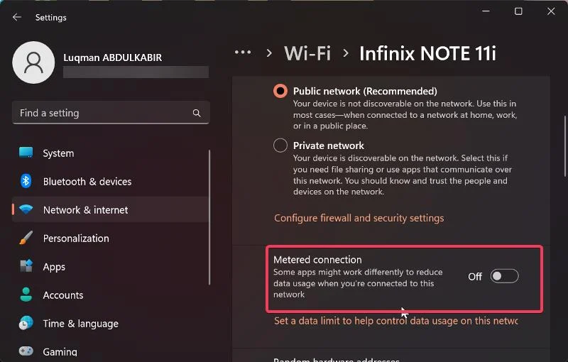 metered connection