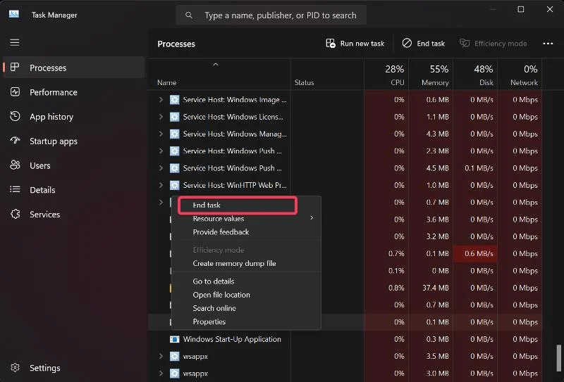 close cpu-intensive processes to fix windows modules installer worker high cpu usage