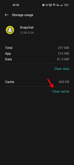 Snapchat Clear Cache