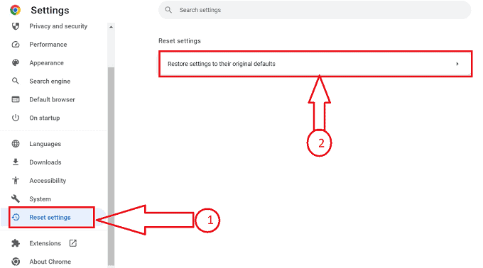 รีเซ็ตเบราว์เซอร์ Google Chrome