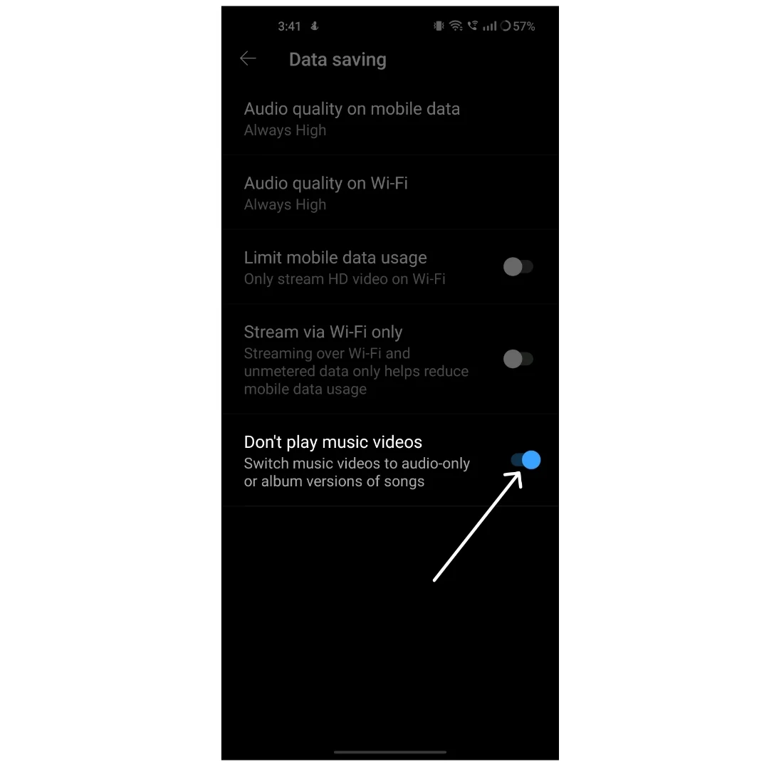 youtube music settings data play