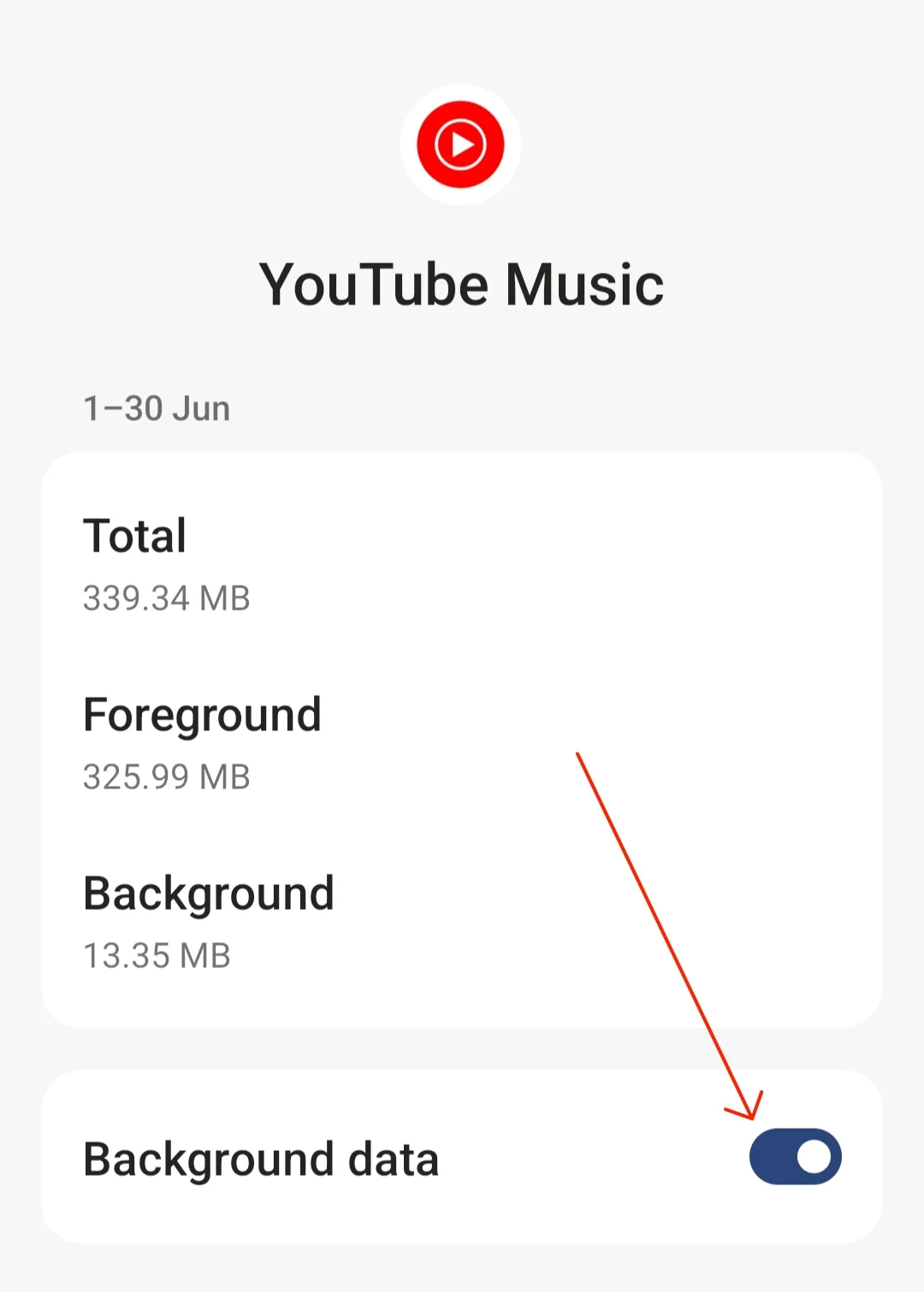 youtube music allow background data usage