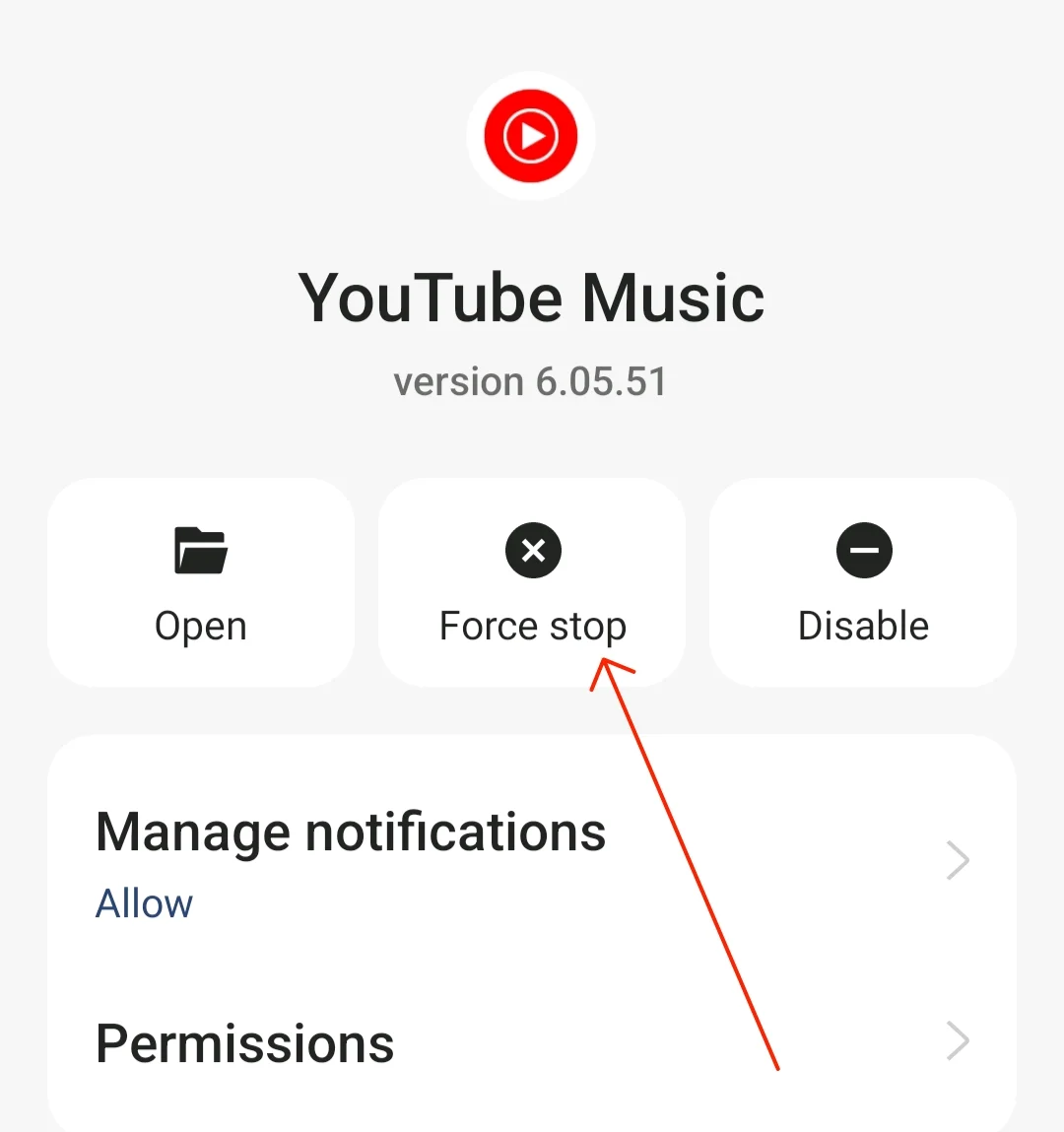 force stop youtube app