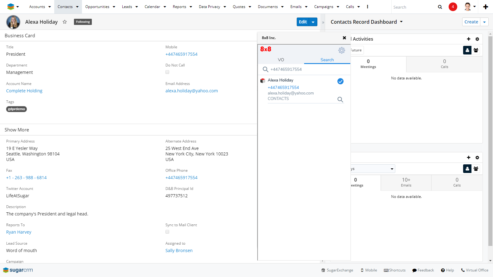 Integrazione 8x8 sugarcrm