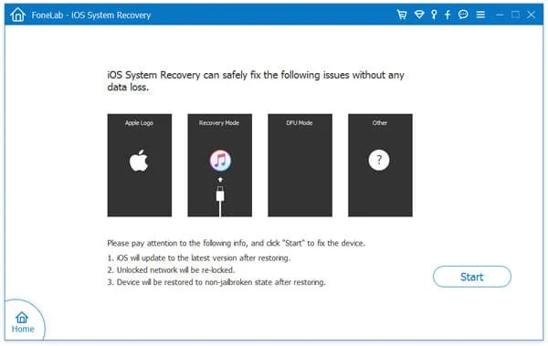 ios system recovery main interface