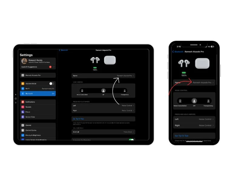 rename your airpods on ipad and iphone