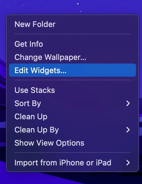 edit widgets