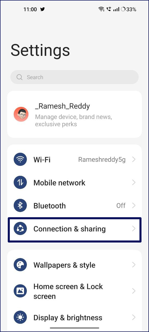 network and app sharing settings