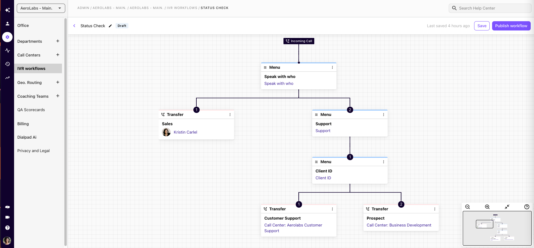 Dialpad IVR-Workflows