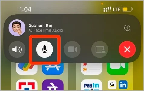 mute facetime audio calls on iphone