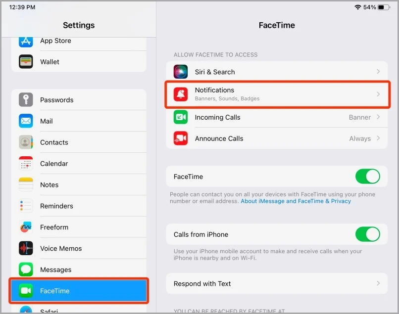 settings on ipad