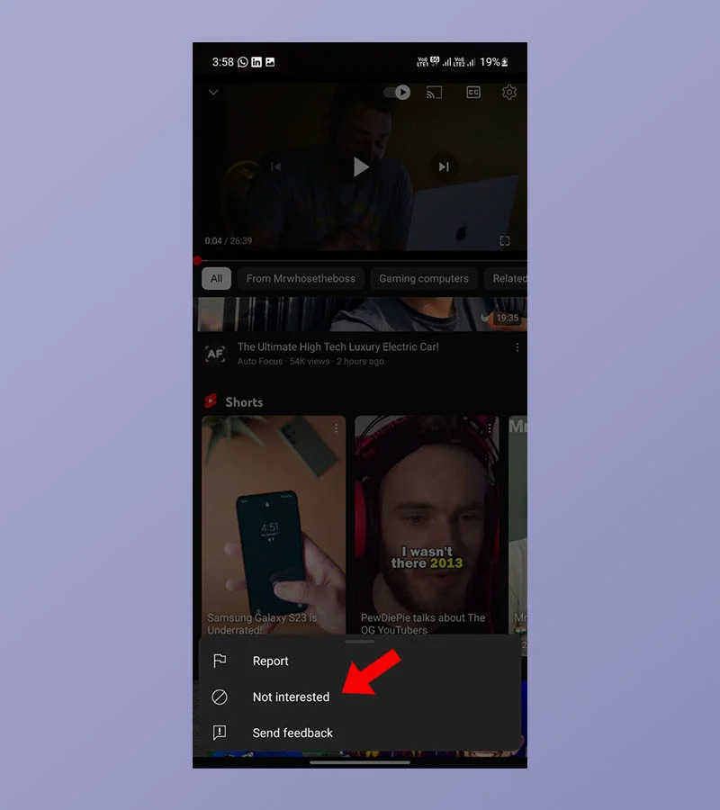 not interested how to disable youtube shorts