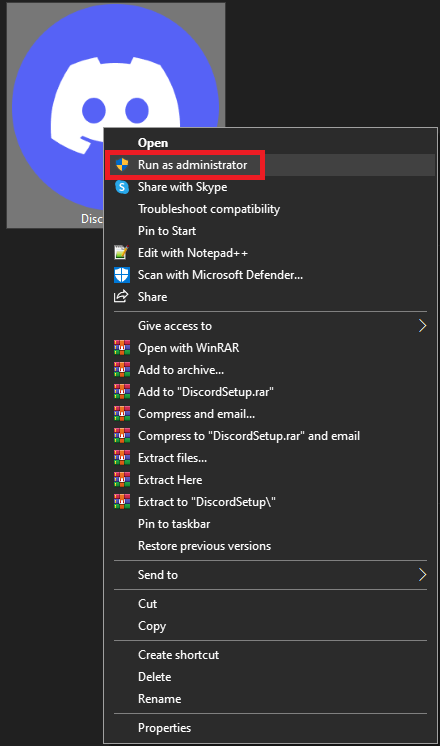 Discord - Run as administrator