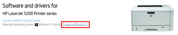 選擇操作系統來獲取 HP Laserjet 5200 打印機