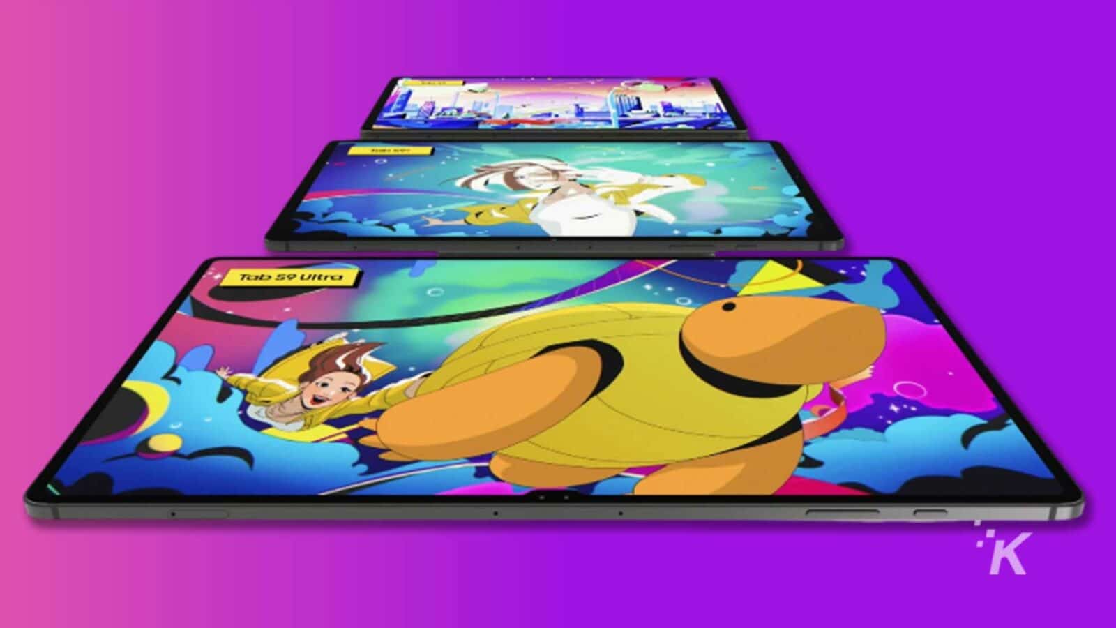 Un disegnatore di cartoni animati sta creando un'opera d'arte vibrante con un Samsung Galaxy Tab S9.