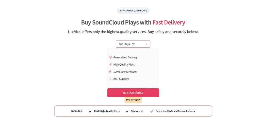 Buy SoundsCloud Plays from UseViral