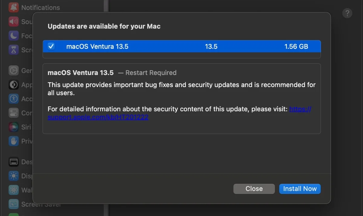 update macos