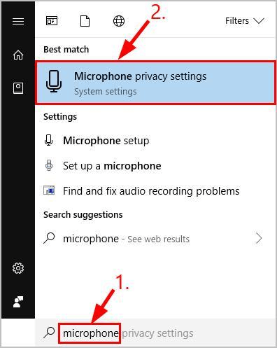 Configurações de privacidade do microfone