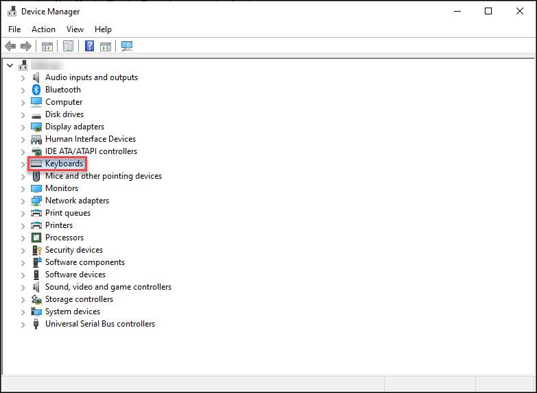 Device Manager Keyboard