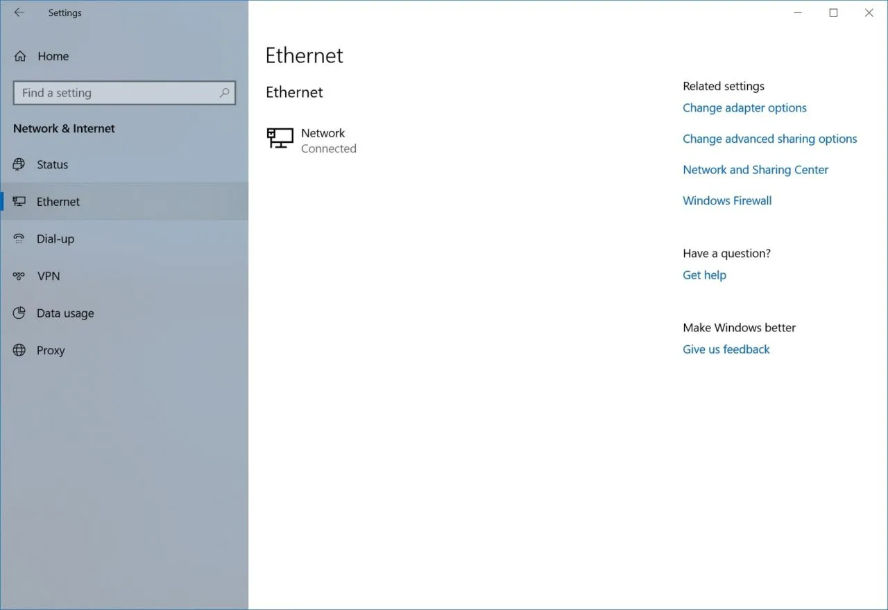 jaringan publik ethernet windows 10