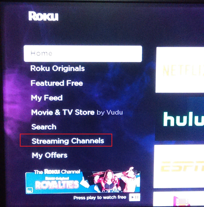 menu de Roku