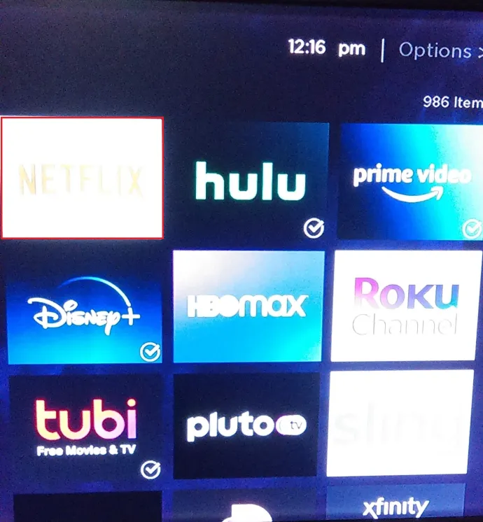 Página de películas y TV de Roku