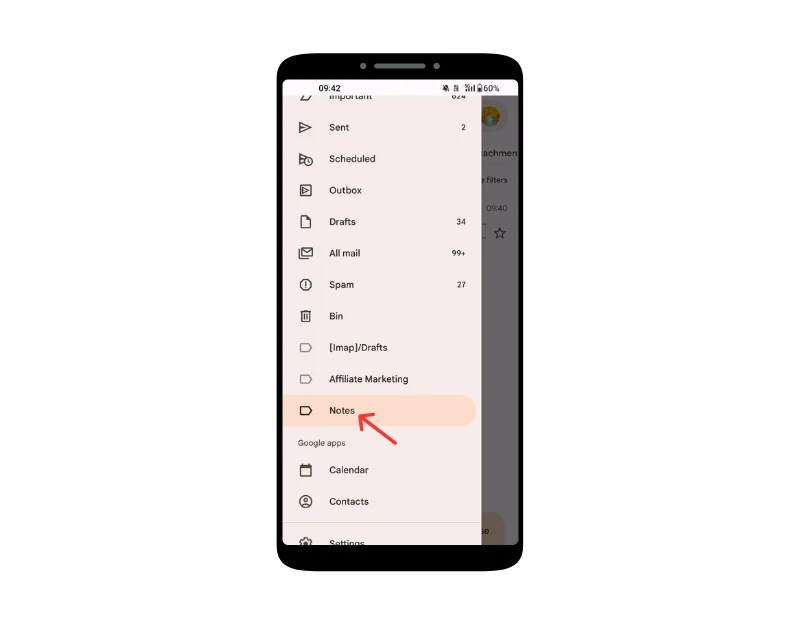 new notes label in the gmail