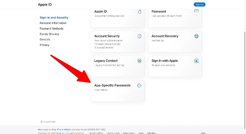 create app specific passwords