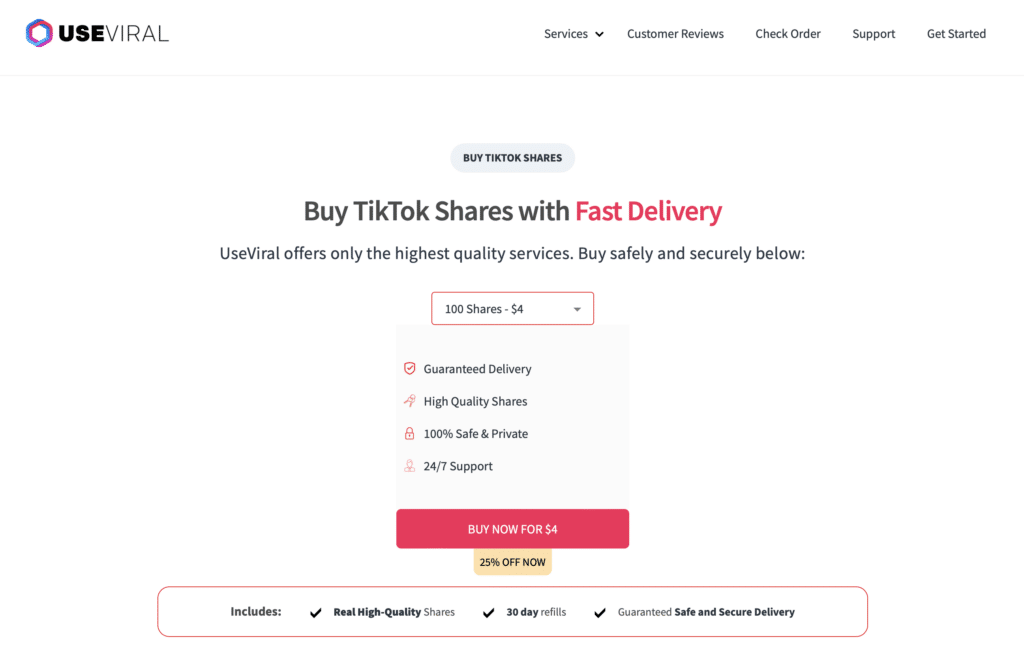 Websites for TikTok shares