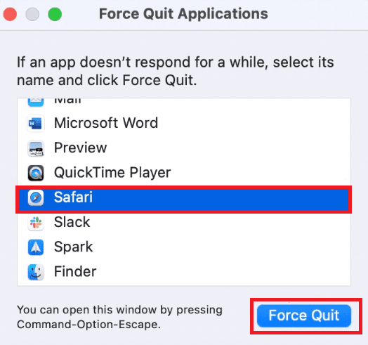 Safari Force Quit