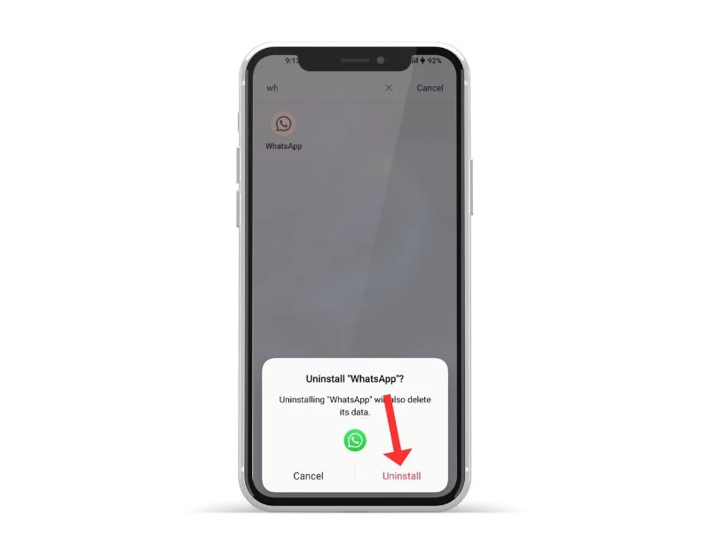 image showing uninstall whatsapp