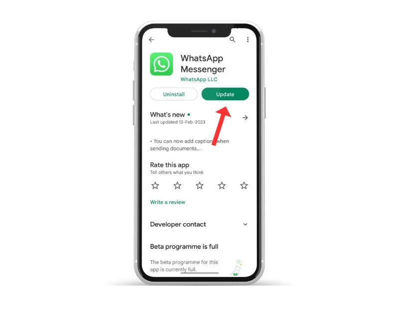 image showing whatsapp update