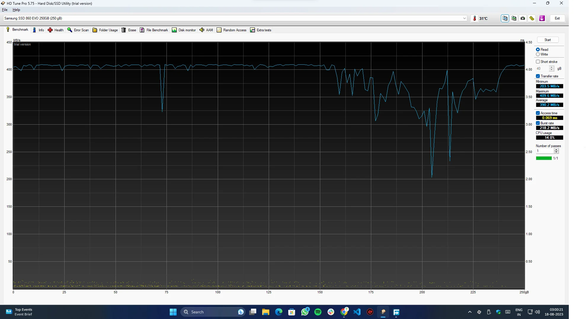 best disk speed test apps- hd tune benchmark