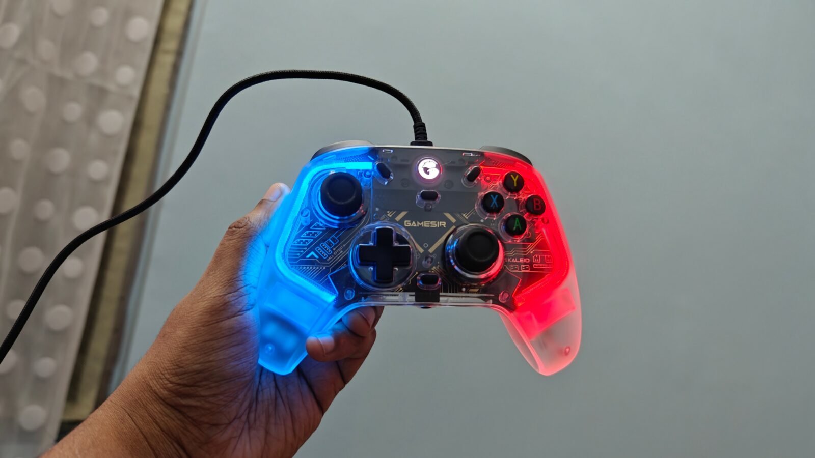 Controlador Gamesir t4 kaleid vermelho azul interruptor efeito rgb