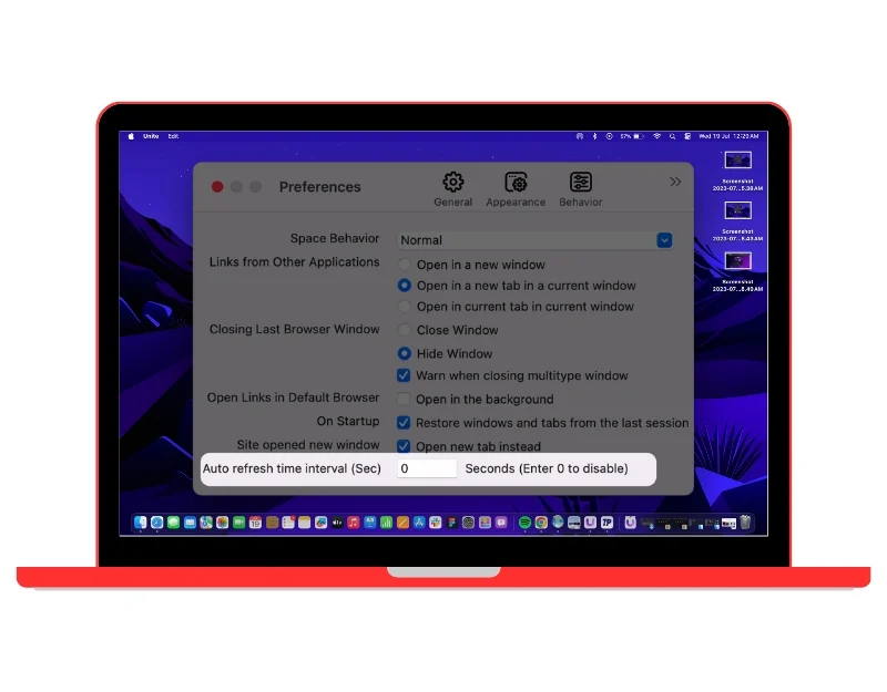 unite app preferences