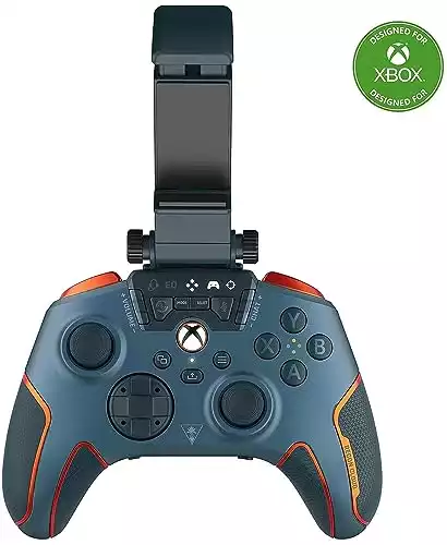 Turtle beach recon cloud wired gaming controller with bluetooth for xbox series x|s, xbox one, windows, android mobile devices – remappable buttons, audio enhancements, superhuman hearing – blue m...