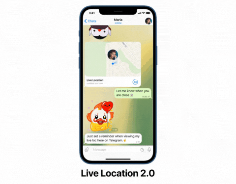 set alerts for live location in the telegram app