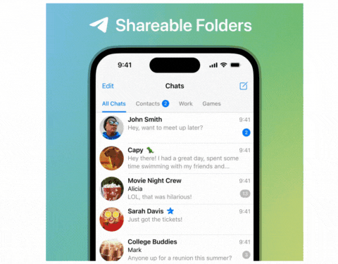 share telegram chat folders with others