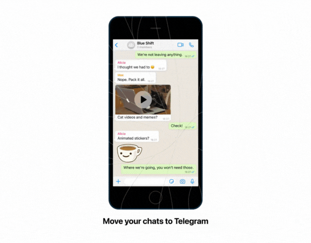 how to export and import chats to telegram ios