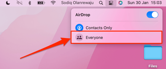 choose Everyone in airdrop