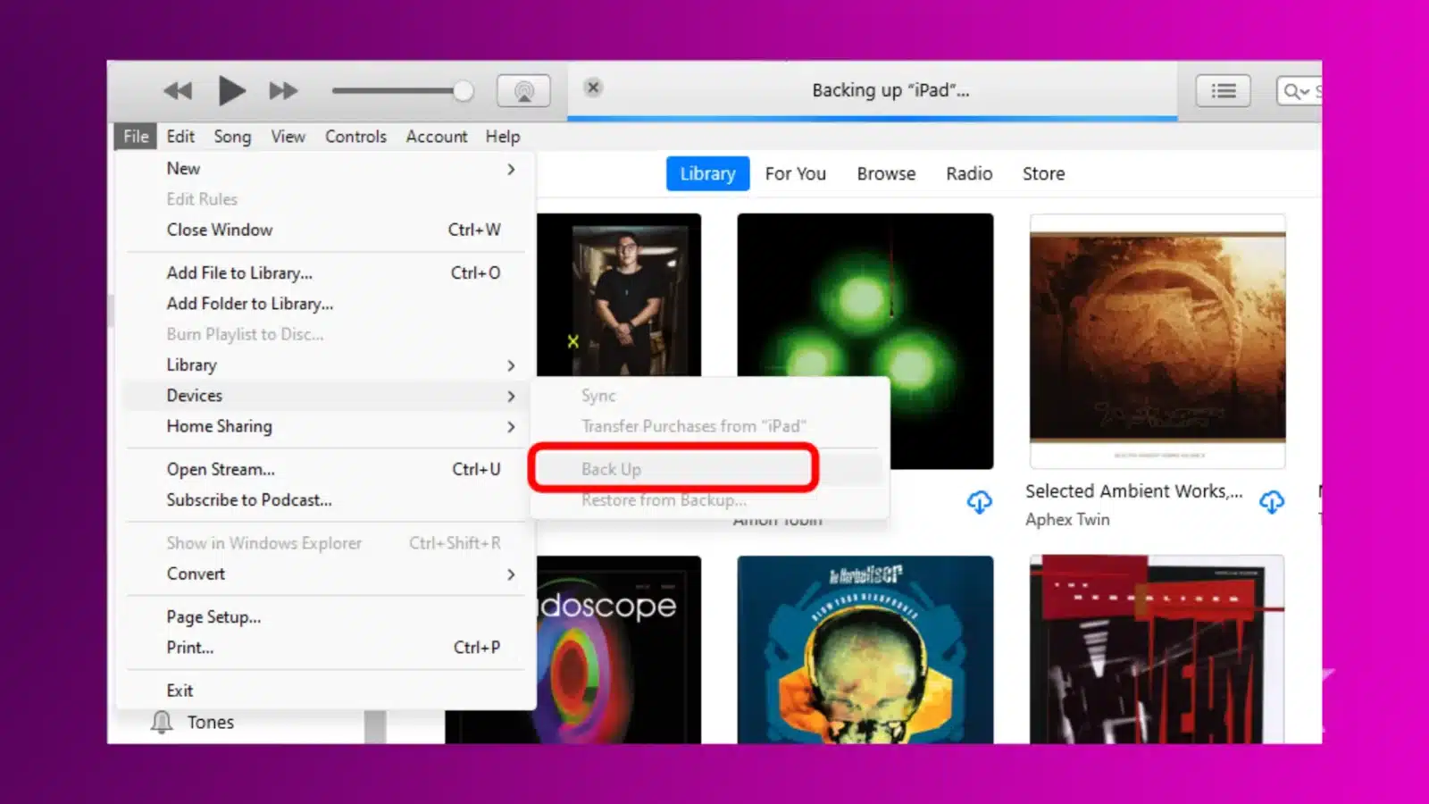 Itunes windows backup your ipad