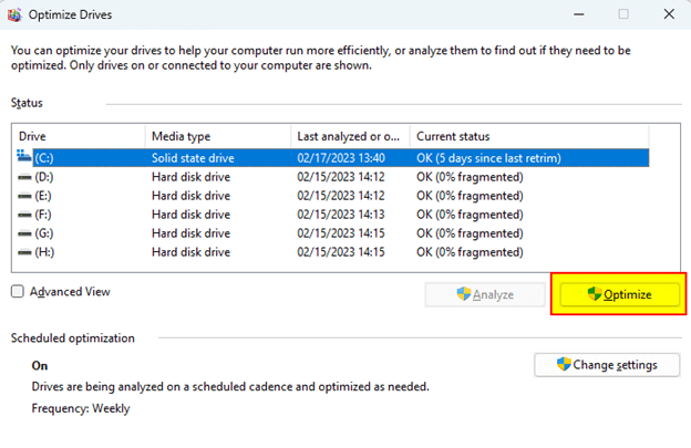 Optimize C Disk